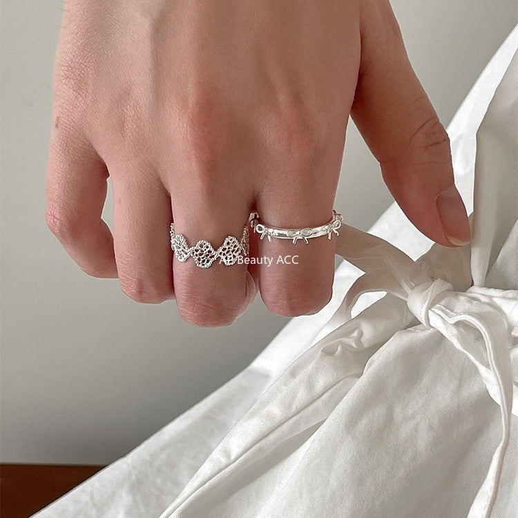 A관 - 925 실버 레이스 리본 디자인 오픈형 반지 [JZ-0726] 25.11-1