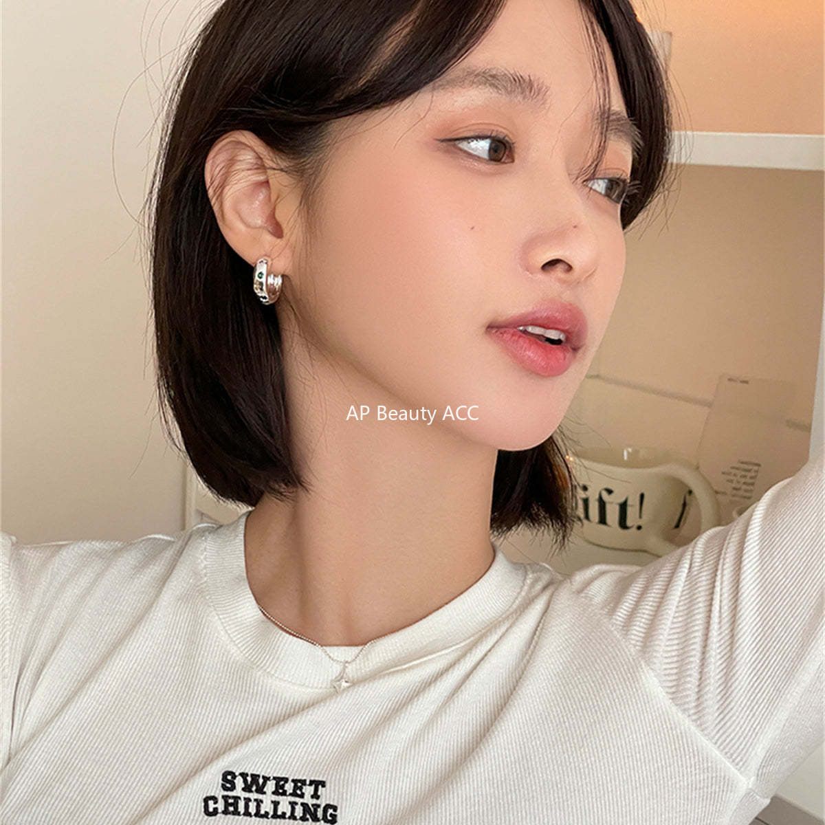 A관 - 925 은침 스타 스톤 컬러 큐빅 링 귀걸이 [EH-2833] 24.04-3