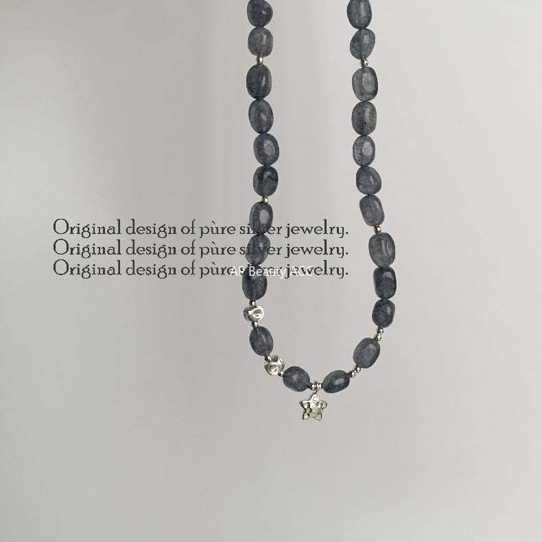 A관 - 별 펜던트 칼세도니 비즈 925 실버 팔찌 목걸이 [1530] 25.11-3