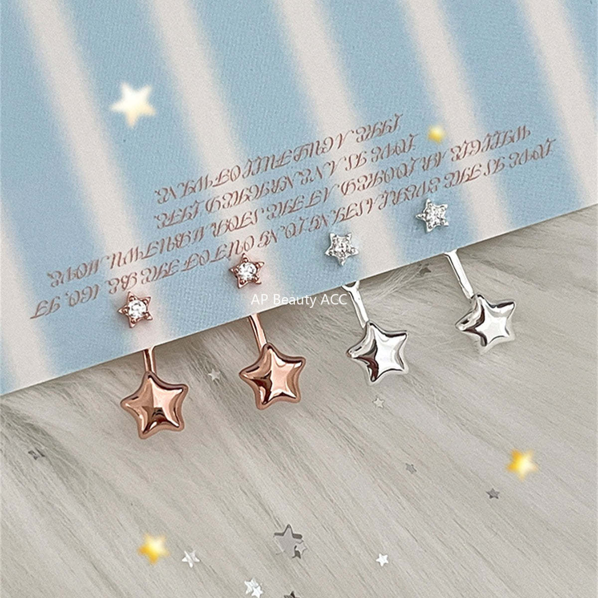 A관 - 925 은침 큐빅 별 디자인 후크형 귀걸이 [EH-4172] 25.10-4