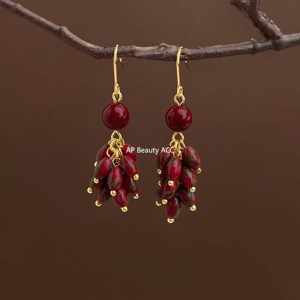 C관 - 핸드메이드 미니 글라스 비즈 태슬 귀걸이 [7261] 25.12-3