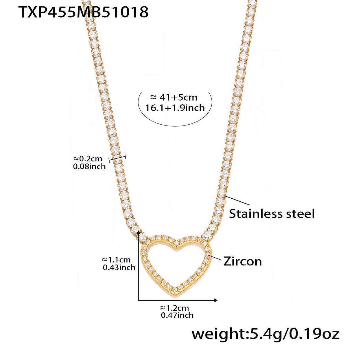 D관 - 스테인리스 스틸 풀큐빅 하트 체인 귀걸이 목걸이 팔찌 [TXP455] 25.10-4
