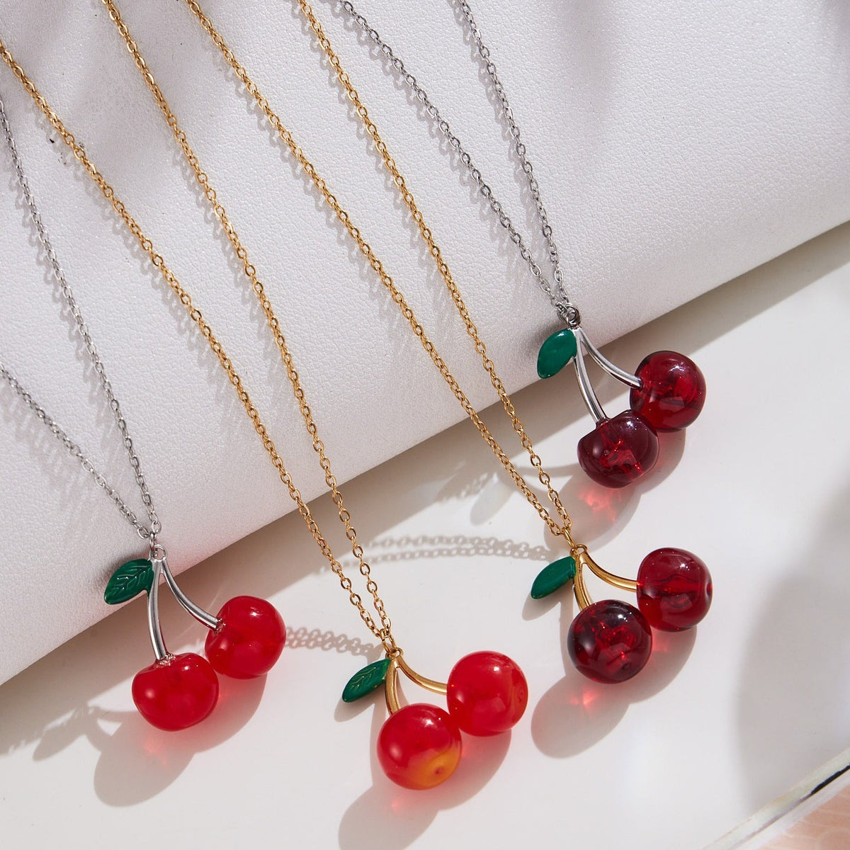 D관 - 스테인리스 스틸 체리 과일 펜던트 목걸이 귀걸이 [TXP423-TXF423] 25.10-2