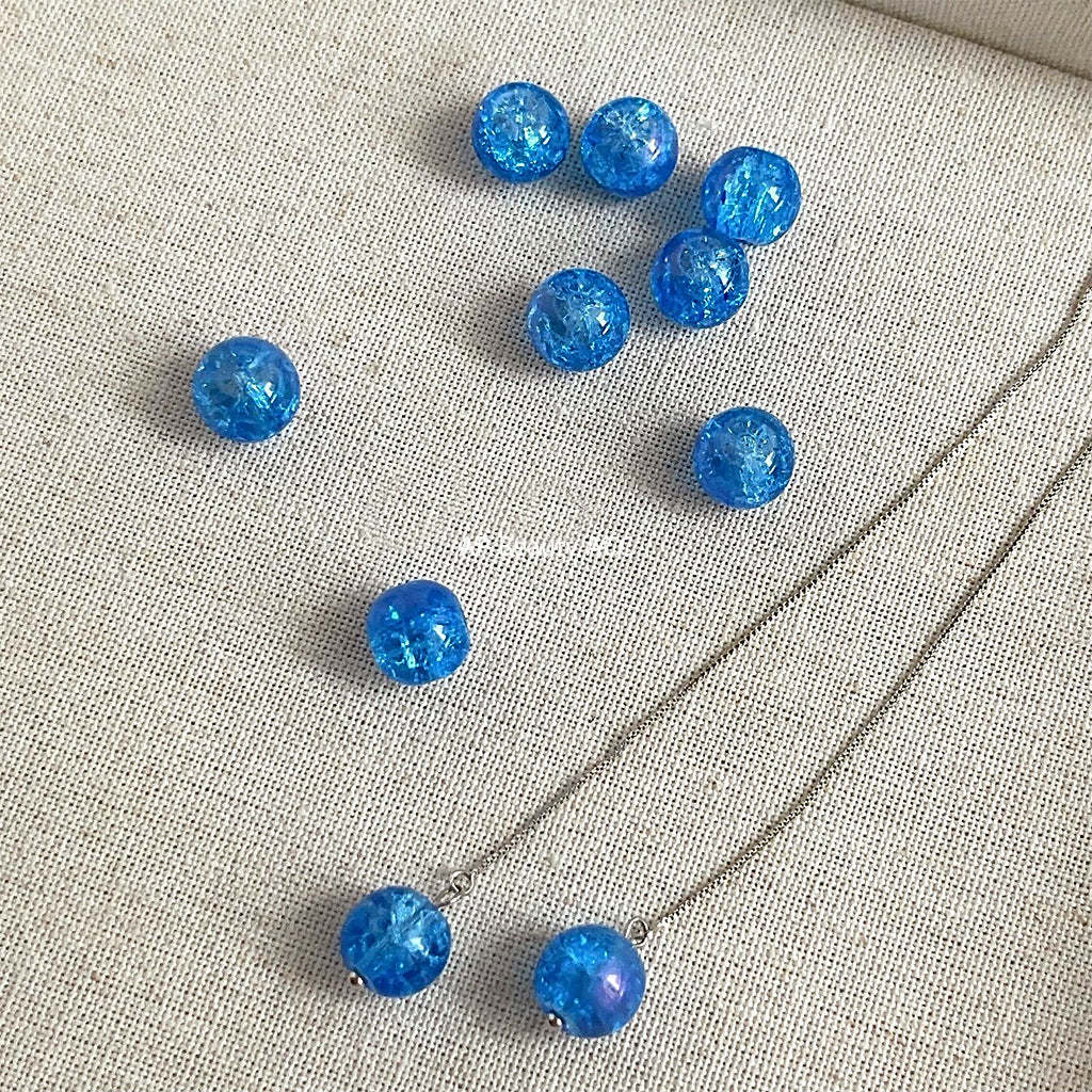 C관 - 유리 파편 블루 별 긴 드롭형 귀걸이 [4286] 24.06-4