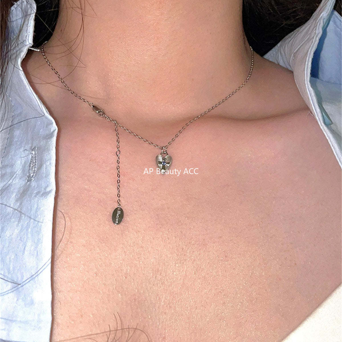 A관 - 925 실버 하트 십자가 큐빅 체인 목걸이 [XL-1209] 25.10-4