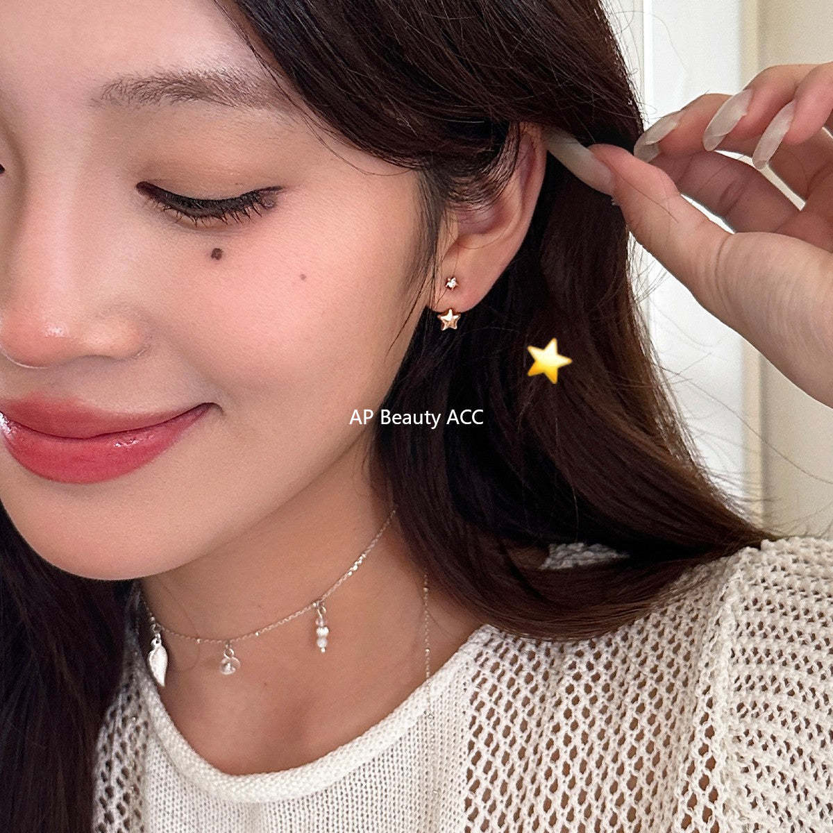 A관 - 925 은침 큐빅 별 디자인 후크형 귀걸이 [EH-4172] 25.10-4