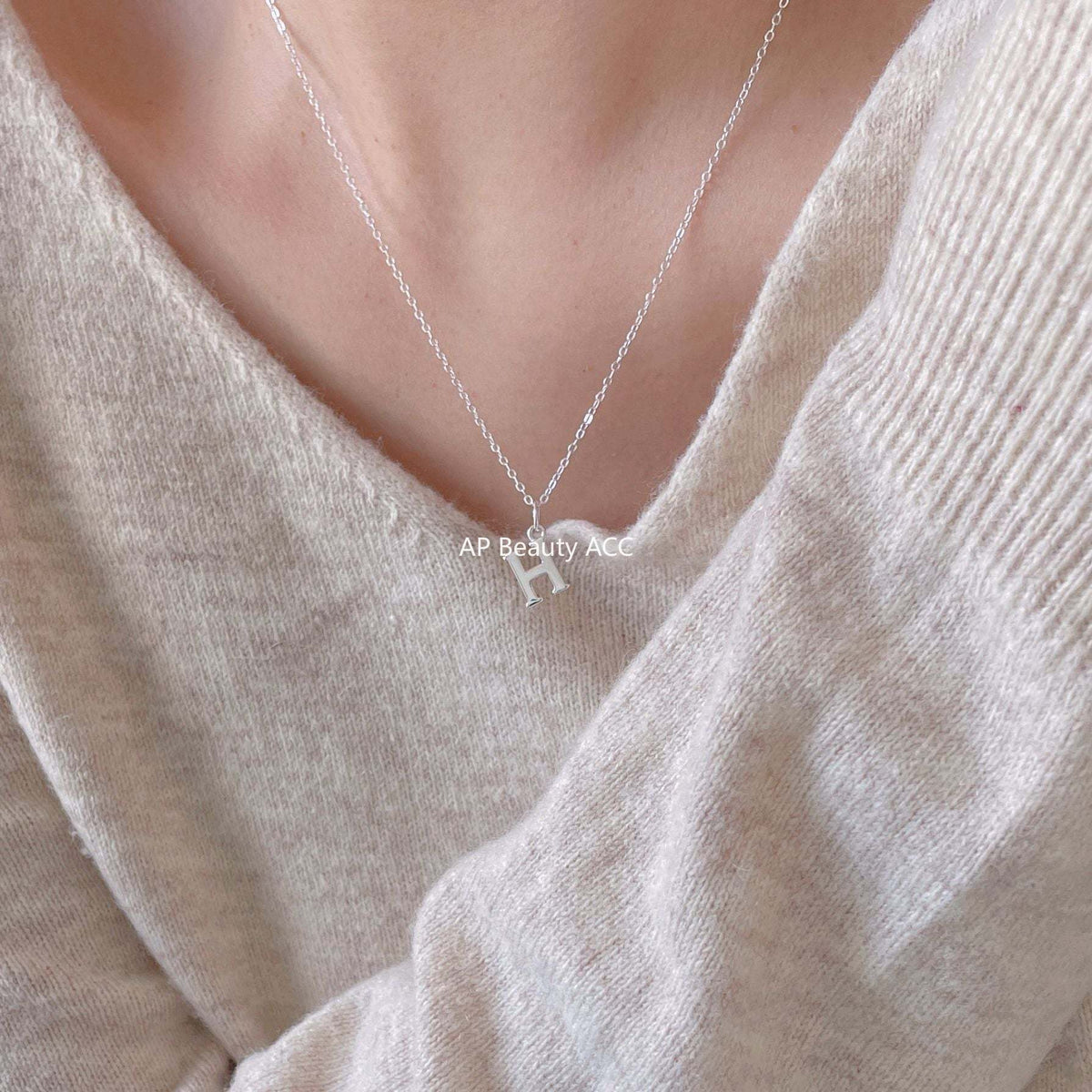 F관 - 925 실버 이니셜 H 펜던트 목걸이 [B1194] 25.12-2