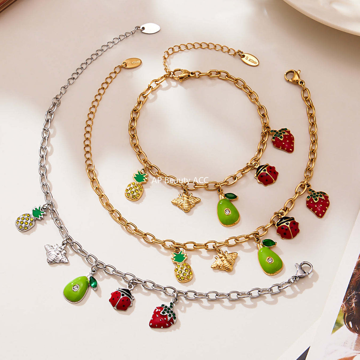 D관 - 스테인리스 스틸 큐빅 과일 열기구 지구본 펜던트 목걸이 팔찌 반지 [TXP422] 25.10-4