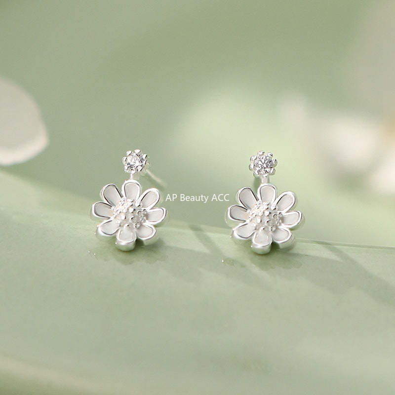 B관 - 999 실버 데이지 플라워 큐빅 귀걸이 [YC7307E_1] 25.09-4