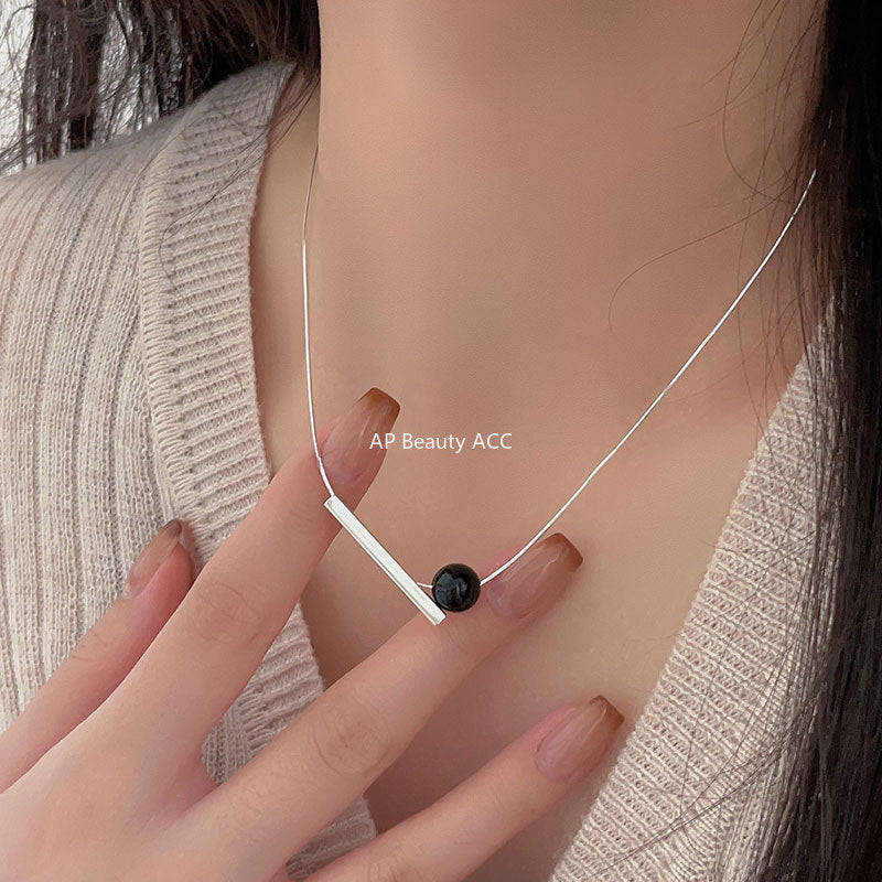 F관 - 925 실버 블랙 오닉스 스퀘어 목걸이 [B110] 25.10-1