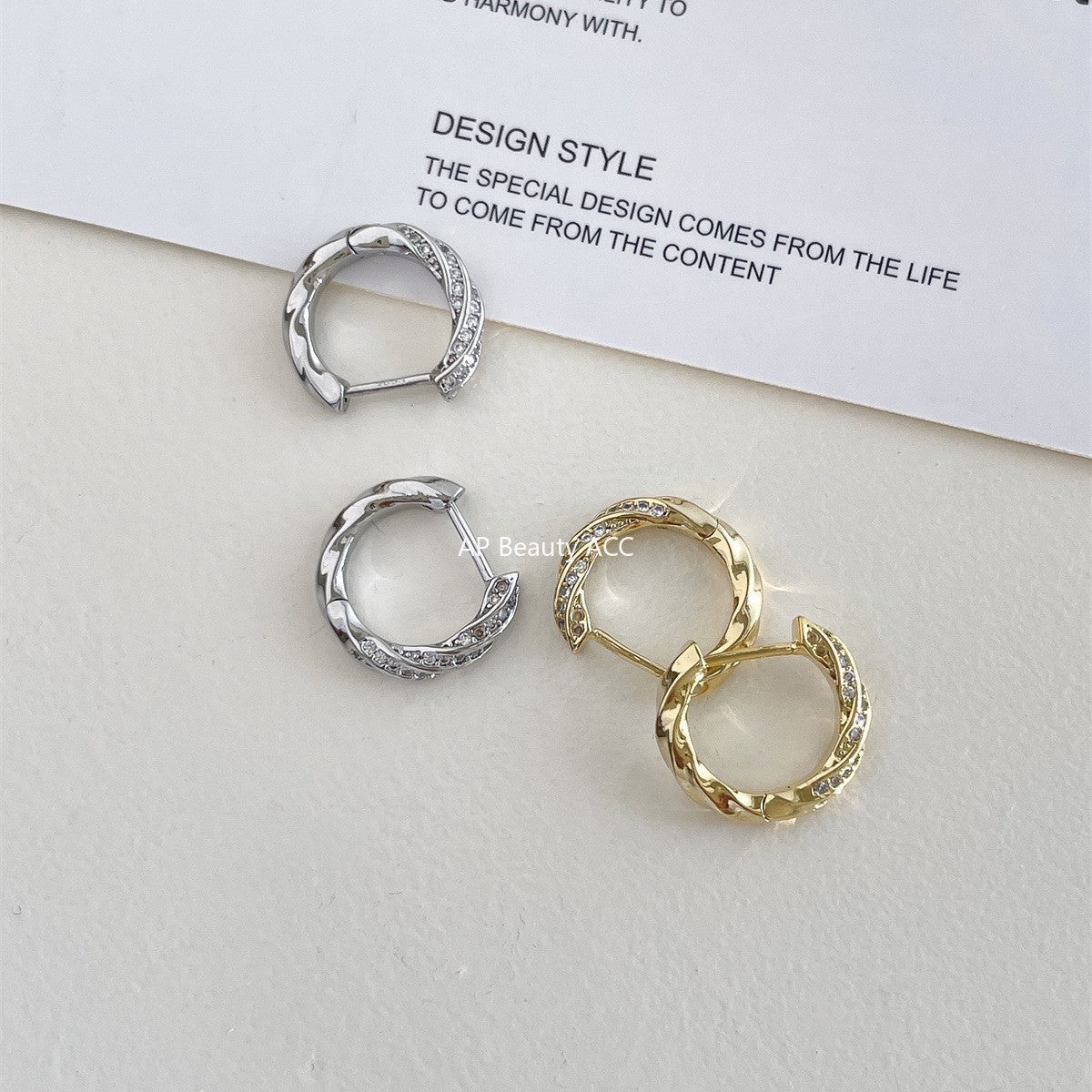 A관 - 925 은침 뫼비우스 큐빅 후프 귀걸이 [EH-4194] 25.10-3