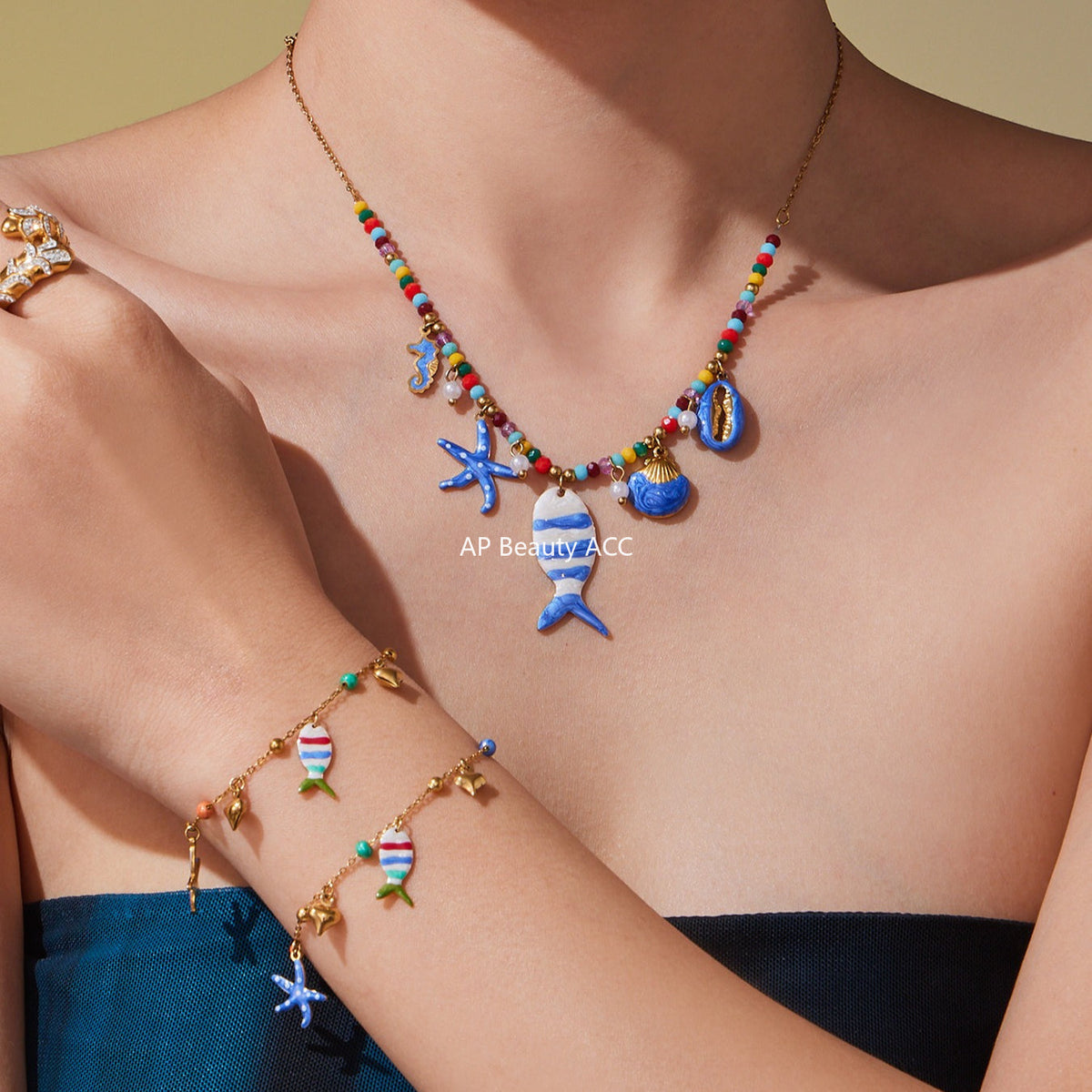 D관 - 18K 골드 도금 스테인리스 스틸 물고기 펜던트 목걸이 팔찌 발찌 [TXP418] 25.10-1