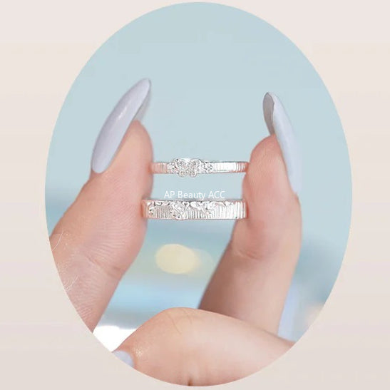 B관 - 999 실버 파도 나비 디자인 커플 반지 [YC3034R_1] 25.09-4