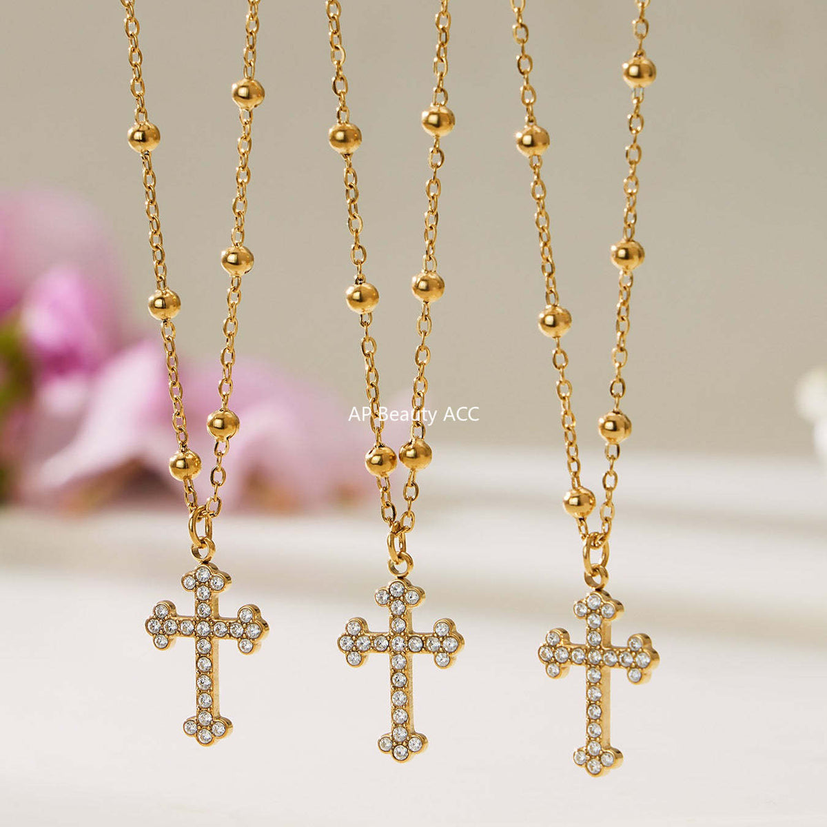 D관 - 스테인리스 스틸 십자가 큐빅 펜던트 목걸이 팔찌 귀걸이 반지 [TXP487] 25.11-4