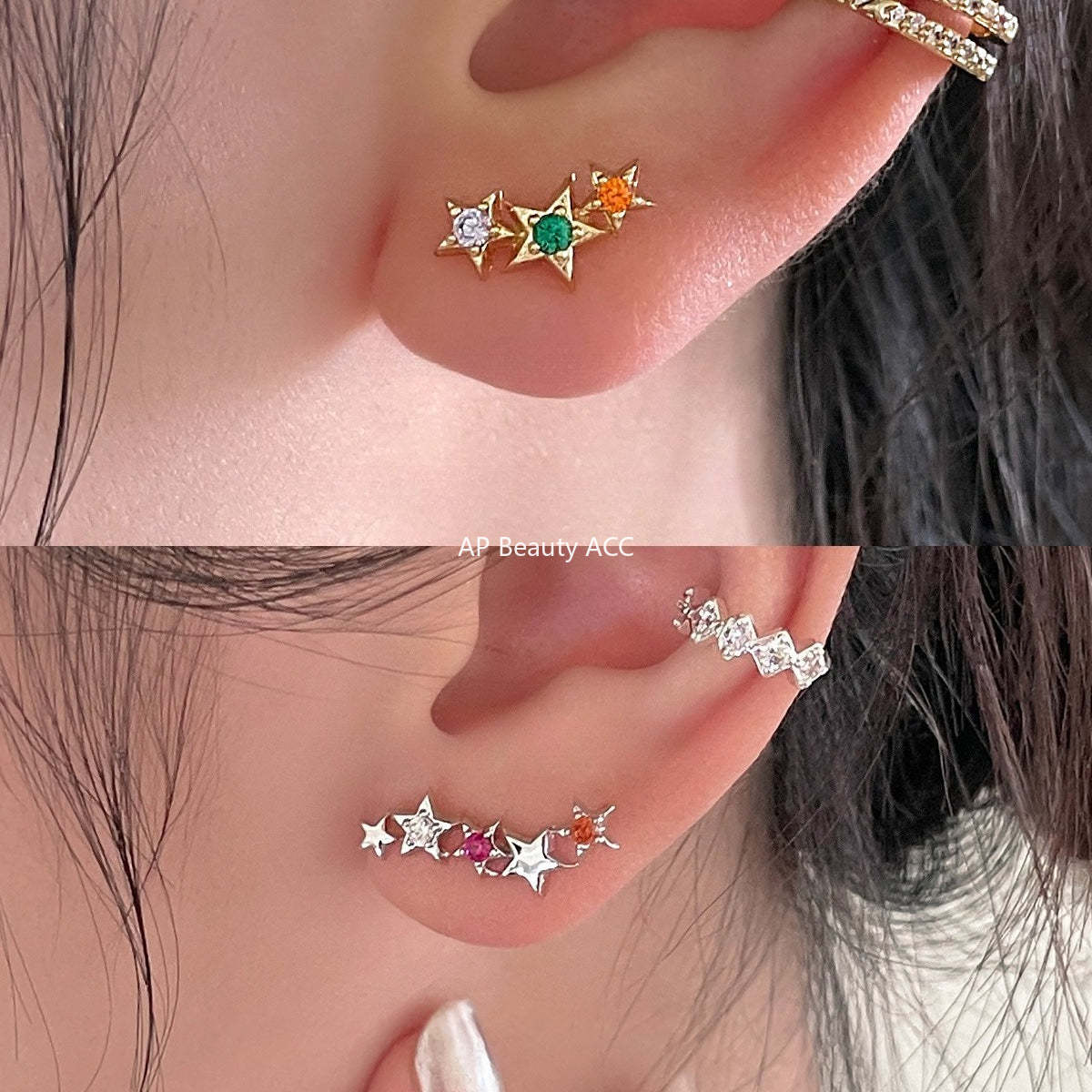 A관 - 925 은침 컬러 큐빅 별 귀걸이 [EH-4028] 25.10-2