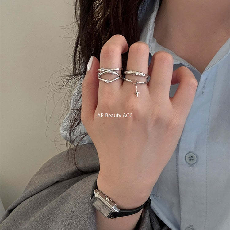 A관 - 925 실버 별 펜던트 큐빅 오픈형 반지 [JZ-0720] 25.10-5