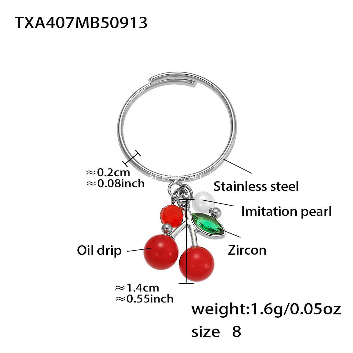 D관 - 스테인리스 스틸 체리 펜던트 목걸이 귀걸이 팔찌 반지 [TXP407] 25.09-4