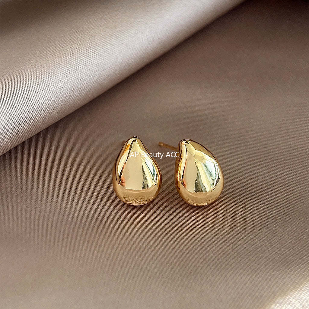 C관 - 물방울 디자인 유광 14K 도금 미니멀 귀걸이 [3232-3233] 25.03-2