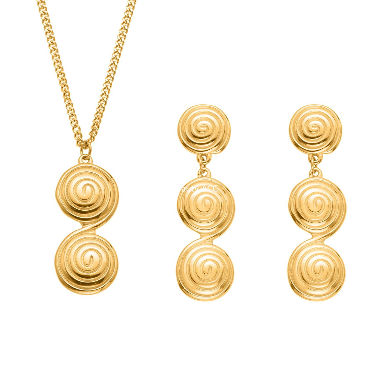 D관 - 스테인리스 스틸 나선형 원형 디자인 귀걸이 목걸이 [TXP448] 25.10-4