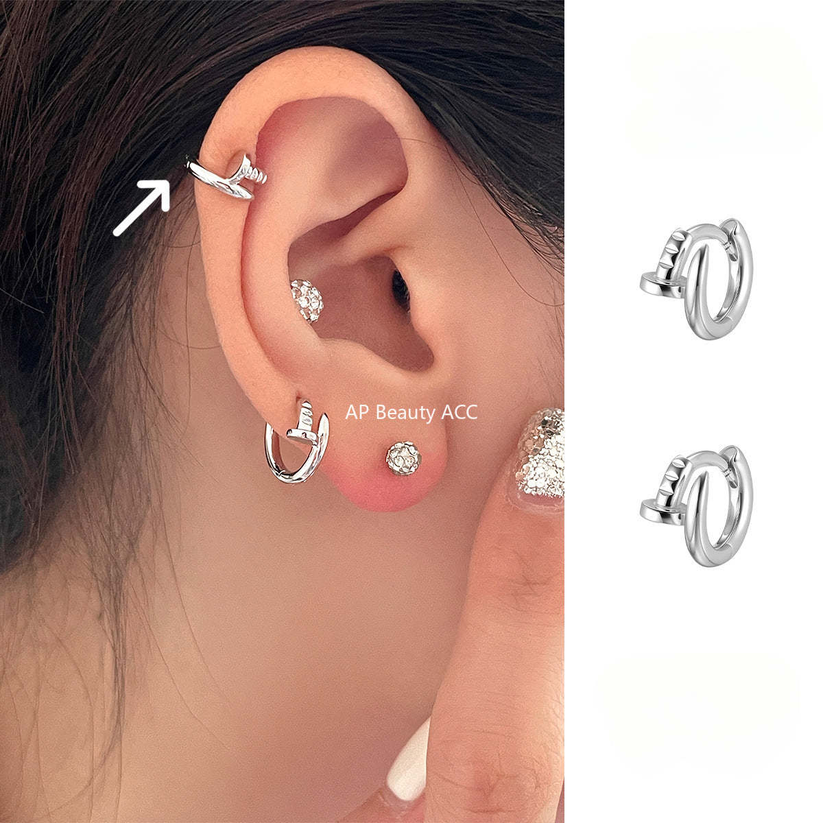 A관 - 네일 디자인 925 은침 귀걸이 [EH-3639] 25.06-3