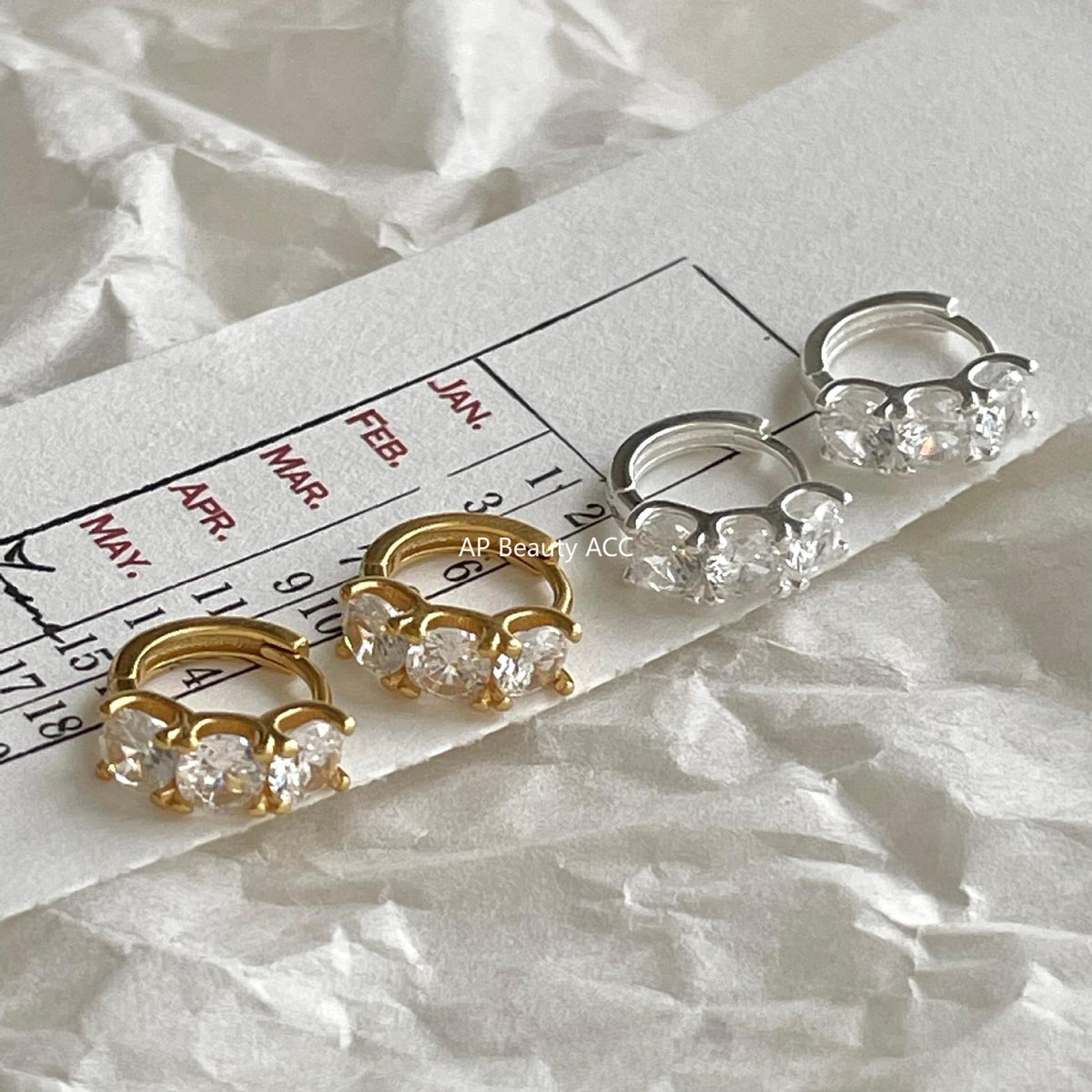 F관 - 925 실버 트리플 큐빅 링 귀걸이 [C1418] 25.11-1