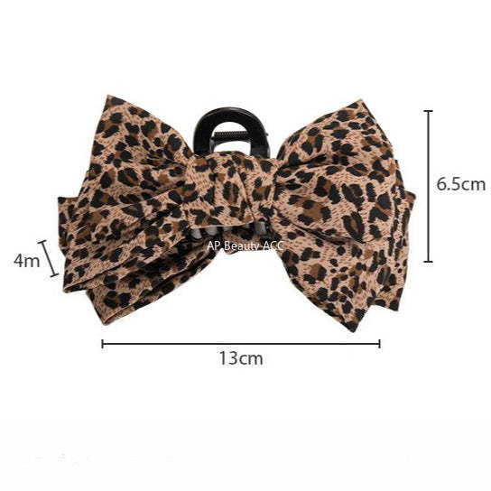 E관 - 레오파드 패턴 리본 디자인 집게핀 [27689] 25.11-3