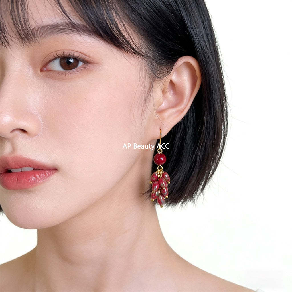 C관 - 핸드메이드 미니 글라스 비즈 태슬 귀걸이 [7261] 25.12-3