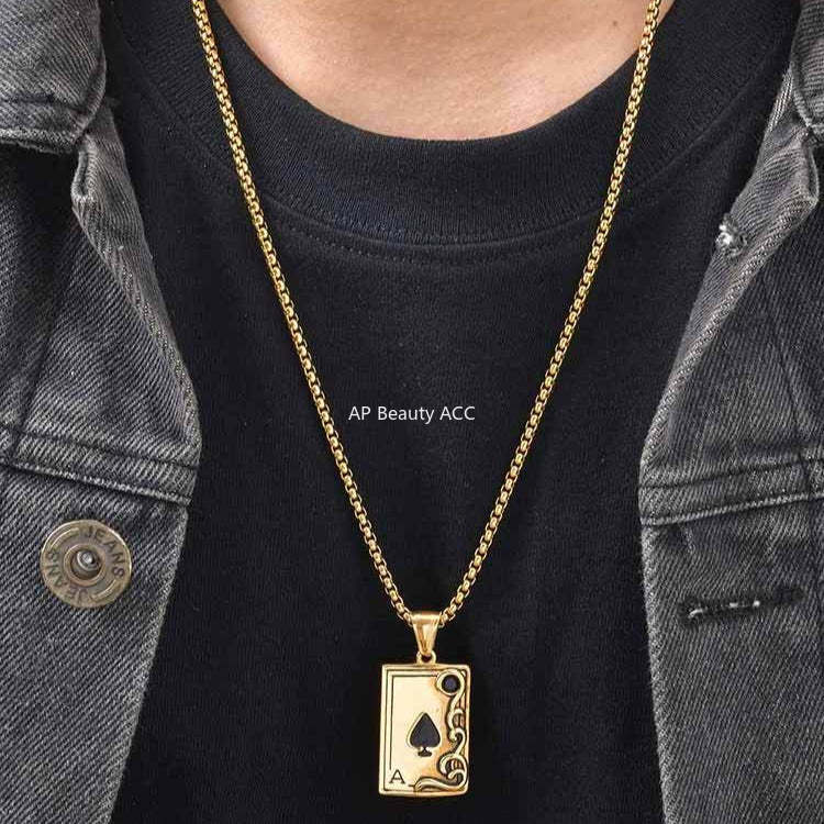 G관 - 스테인리스 스틸 포커 스페이드 A 펜던트 목걸이 [PN-2317S] 25.12-3