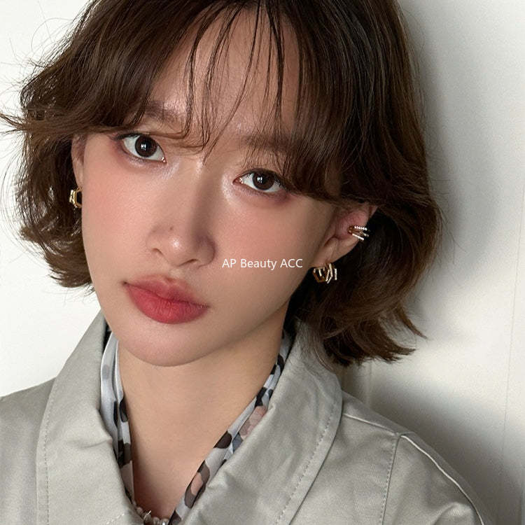 A관 - 멀티 레이어 큐빅 925 은침 스터드 이어커프 귀걸이 [EH-4292] 25.12-3