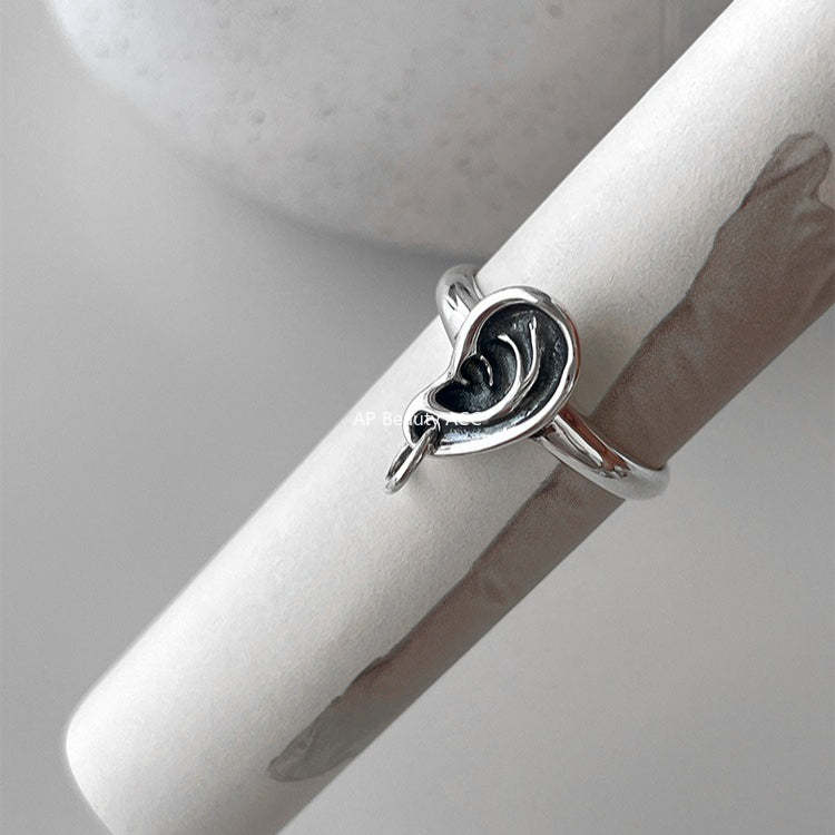 A관 - 925 실버 빈티지 귀 모양 오픈형 반지 [JZ-0657] 25.10-5