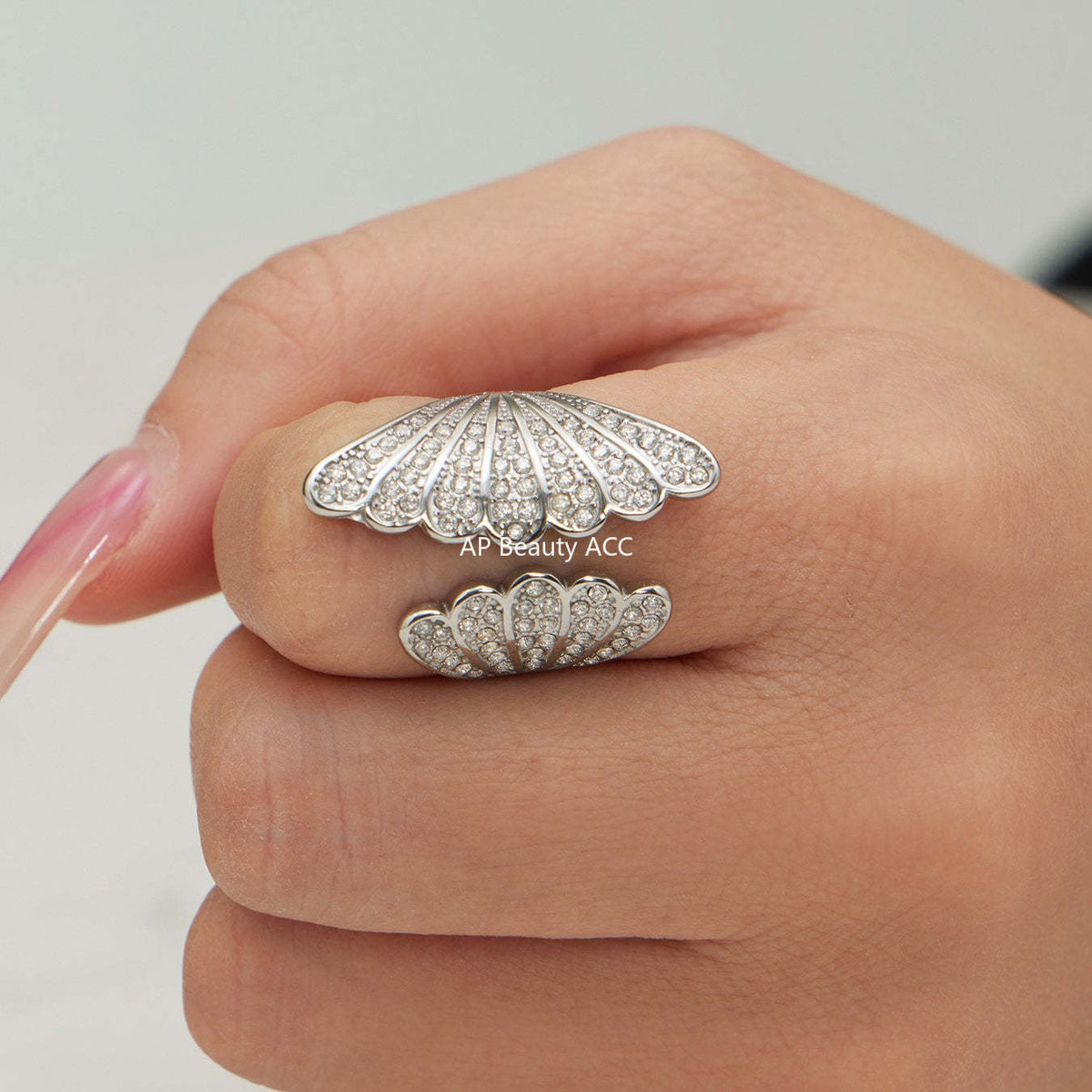 D관 - 스테인리스 스틸 18K 도금 큐빅 날개 모양 오픈형 반지 [A386] 25.12-3