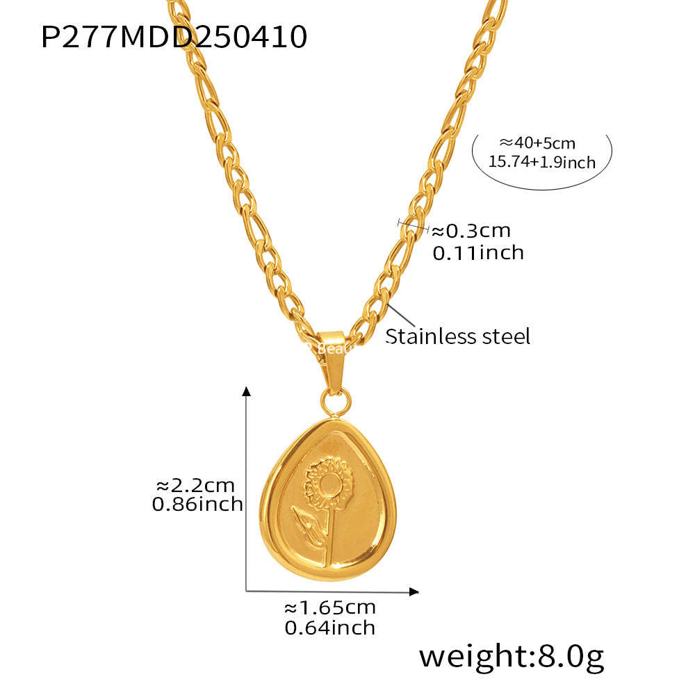 D관 - 하트 물방울 플라워 펜던트 스테인리스 스틸 18K 도금 목걸이 [P277-P278] 25.04-3