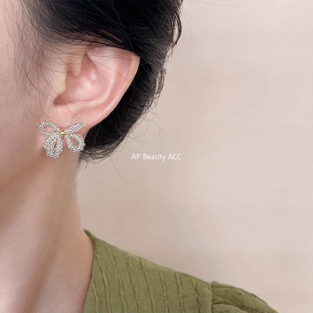 C관 - 14K 도금 글라스 크리스탈 나비 핸드메이드 디자이너 귀걸이 [4498] 24.07-2