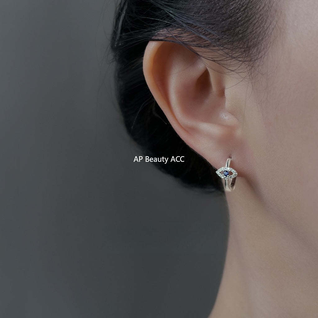 C관 - 백금 도금 눈 모양 큐빅 링 귀걸이 [6968] 25.10-4