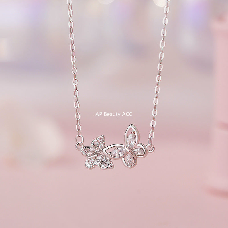 B관 - 999 실버 더블 나비 펜던트 목걸이 [YC3079N_1] 25.10-1
