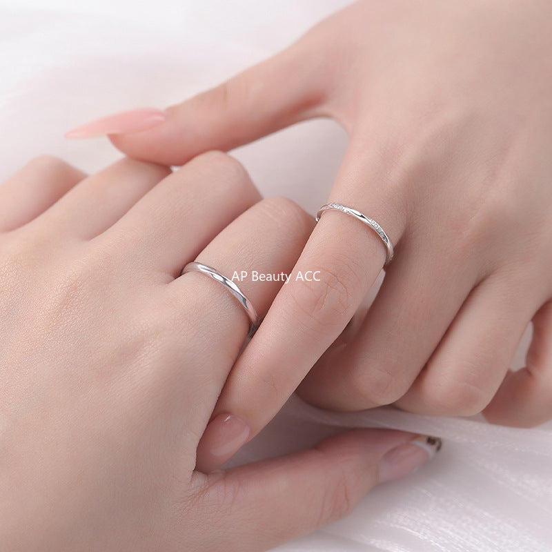 B관 - 999 실버 뫼비우스 큐빅 디자인 커플 반지 [YC5051R_1] 25.11-1