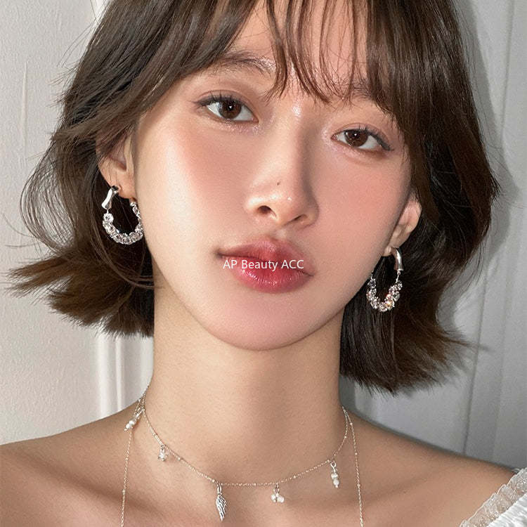 A관 - 입체 서리빛 큐빅 링 귀걸이 [EH-4127] 25.12-1