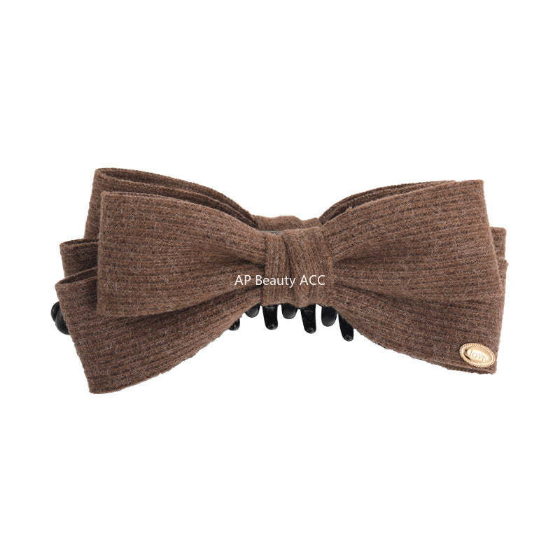 E관 - 모직 니트 소재 양면 리본 디자인 집게핀 [27708] 25.11-3