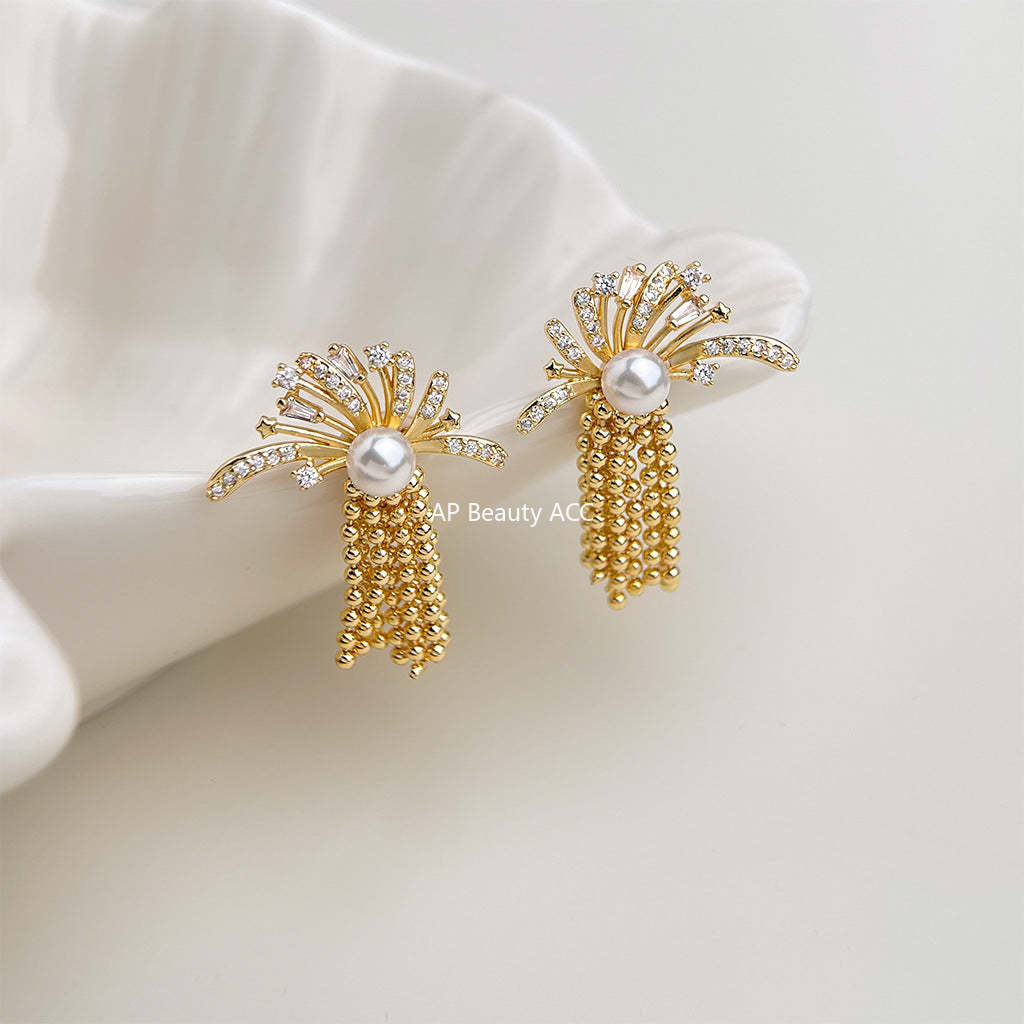 C관 - 불꽃 모양 드롭 큐빅 925 은침 귀걸이 [7136] 25.11-4