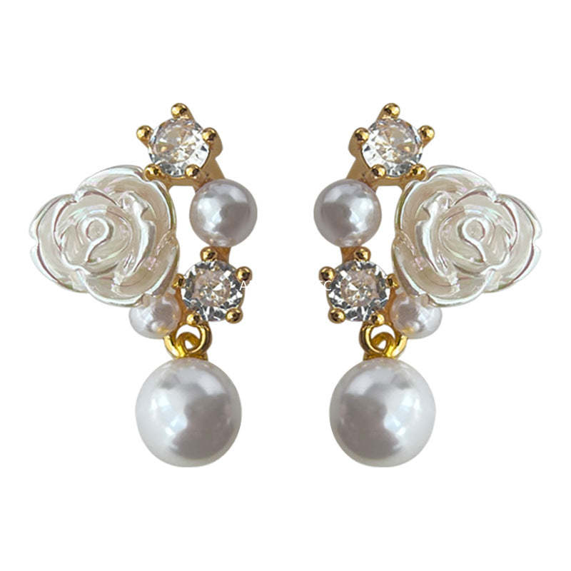 C관 - 미니 큐빅 14K 도금 꽃 은침 여름 귀걸이 [4402] 24.07-1