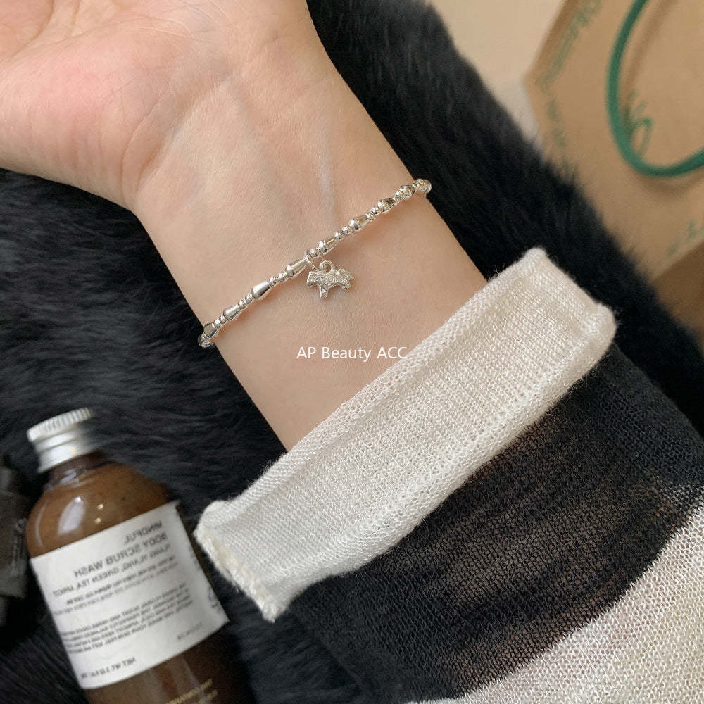 A관 - 패턴 말 펜던트 925 실버 슬림 팔찌 [SZ-S092] 25.12-3