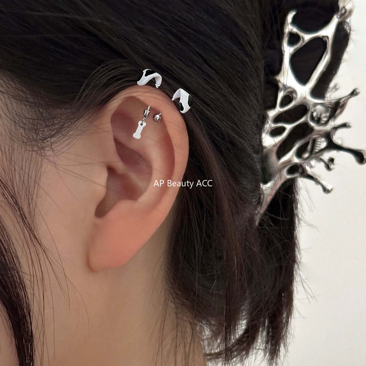 A관 - 티타늄 스틸 강아지 귀 디자인 피어싱 귀걸이 [EH-4086] 25.10-4