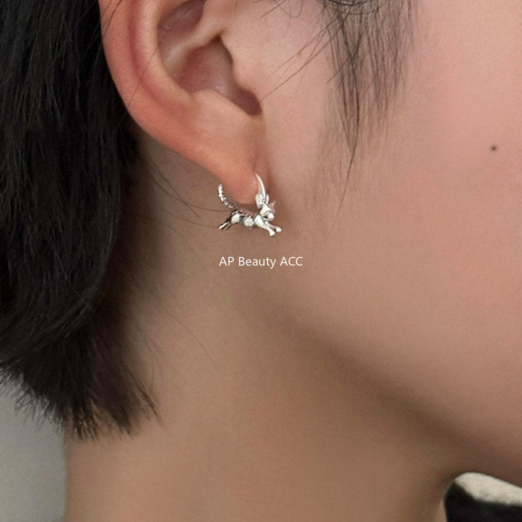 A관 - 달리는 고양이 은침 링형 귀걸이 [EH-3284] 24.11-3