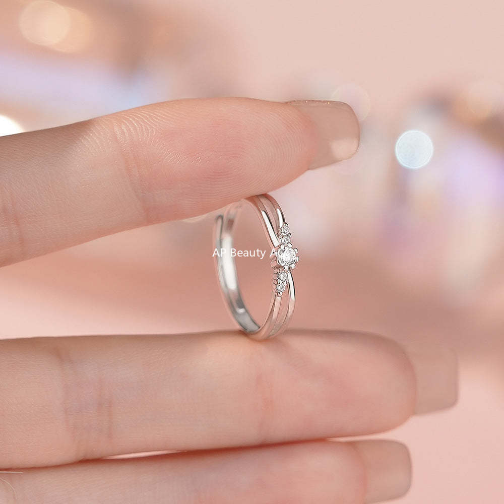 B관 - 999 실버 뫼비우스 크로스 큐빅 커플 반지 [YC3759R_1] 25.12-2