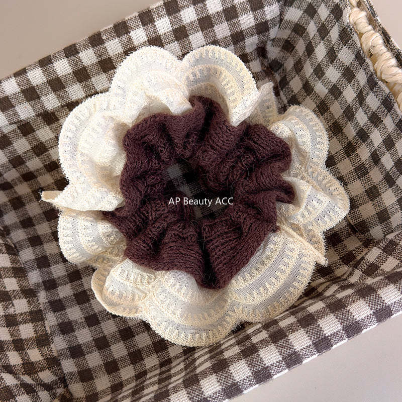 E관 - 니트 레이스 더블 레이어 곱창 헤어밴드 [27716] 25.11-4