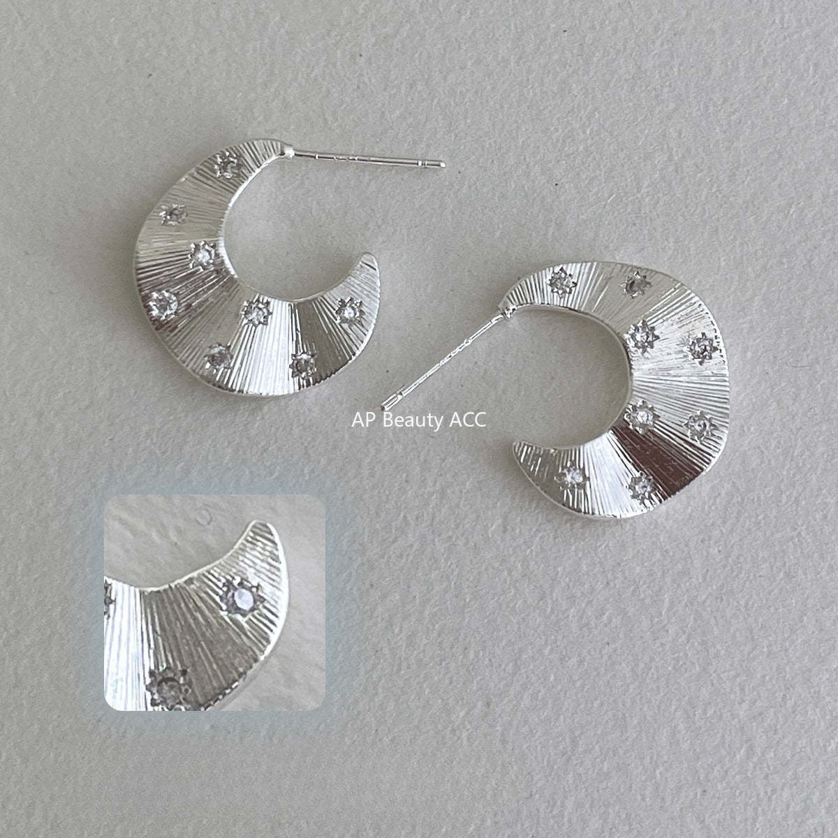 A관 - 큐빅 주름무늬 디자인 대형 스터드 귀걸이 [EH-4185] 25.10-5