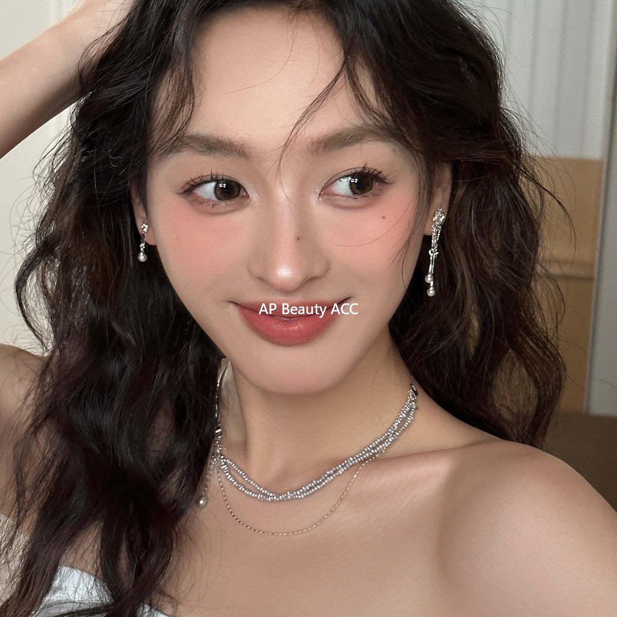 A관 - 925 은침 진주 플라워 언밸런스 드롭 귀걸이 [EH-3983] 25.10-2