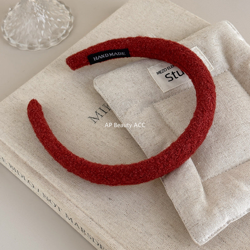 E관 - 양털 니트 단색 볼륨 스펀지 머리띠 [24431] 25.10-3