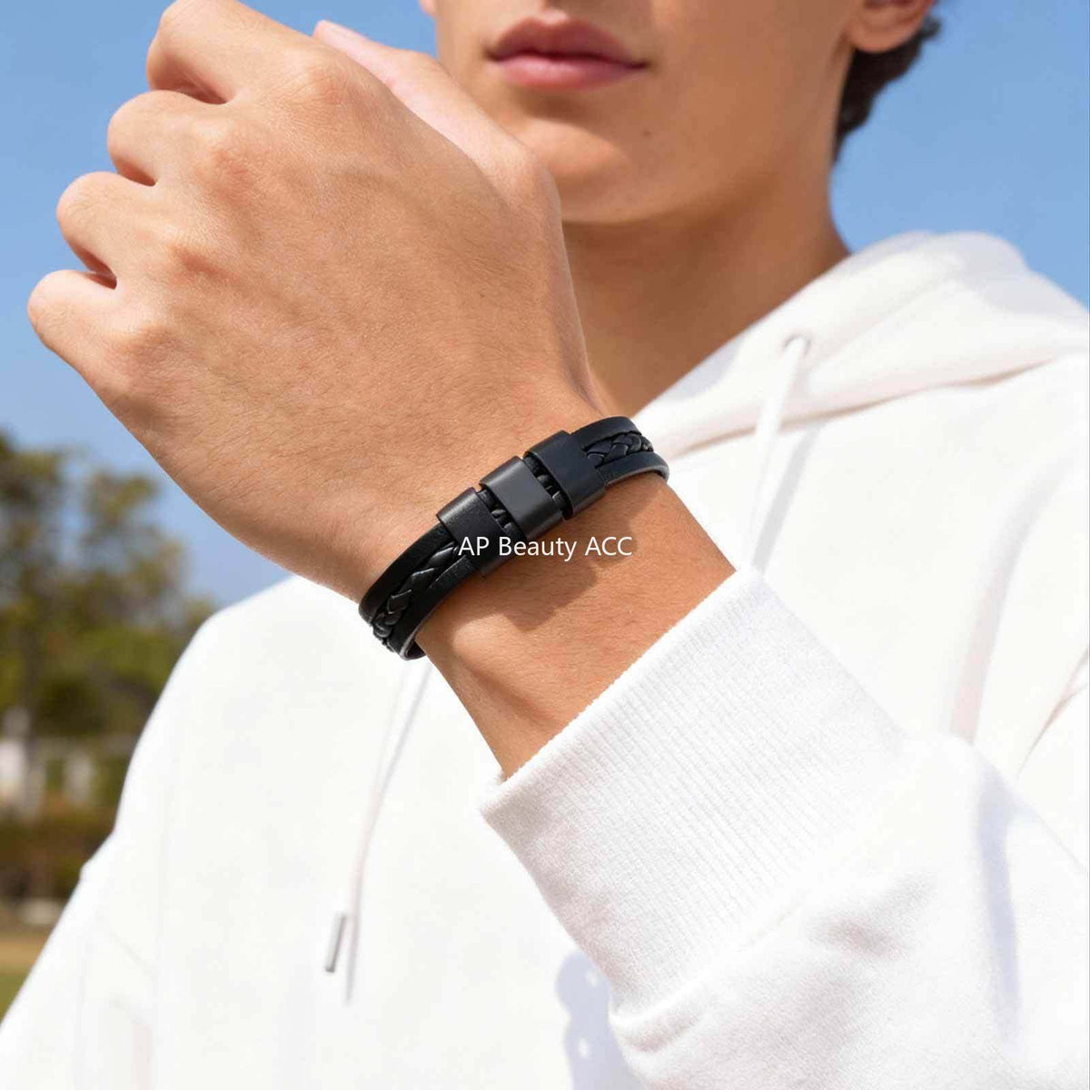 G관 - 미니멀 각인 가능한 3단 PU 가죽 팔찌 [BL-826] 25.12-3