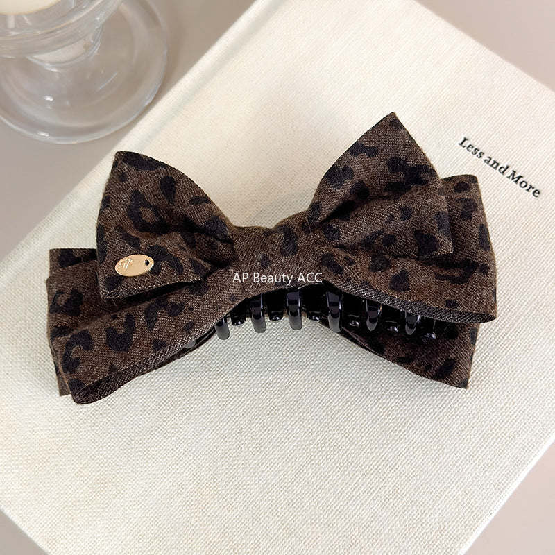 E관 - 레오파드 패턴 프린팅 리본 바나나 집게핀 [27748] 25.12-1